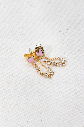 HEART THROB EAR CHAINS- PINK